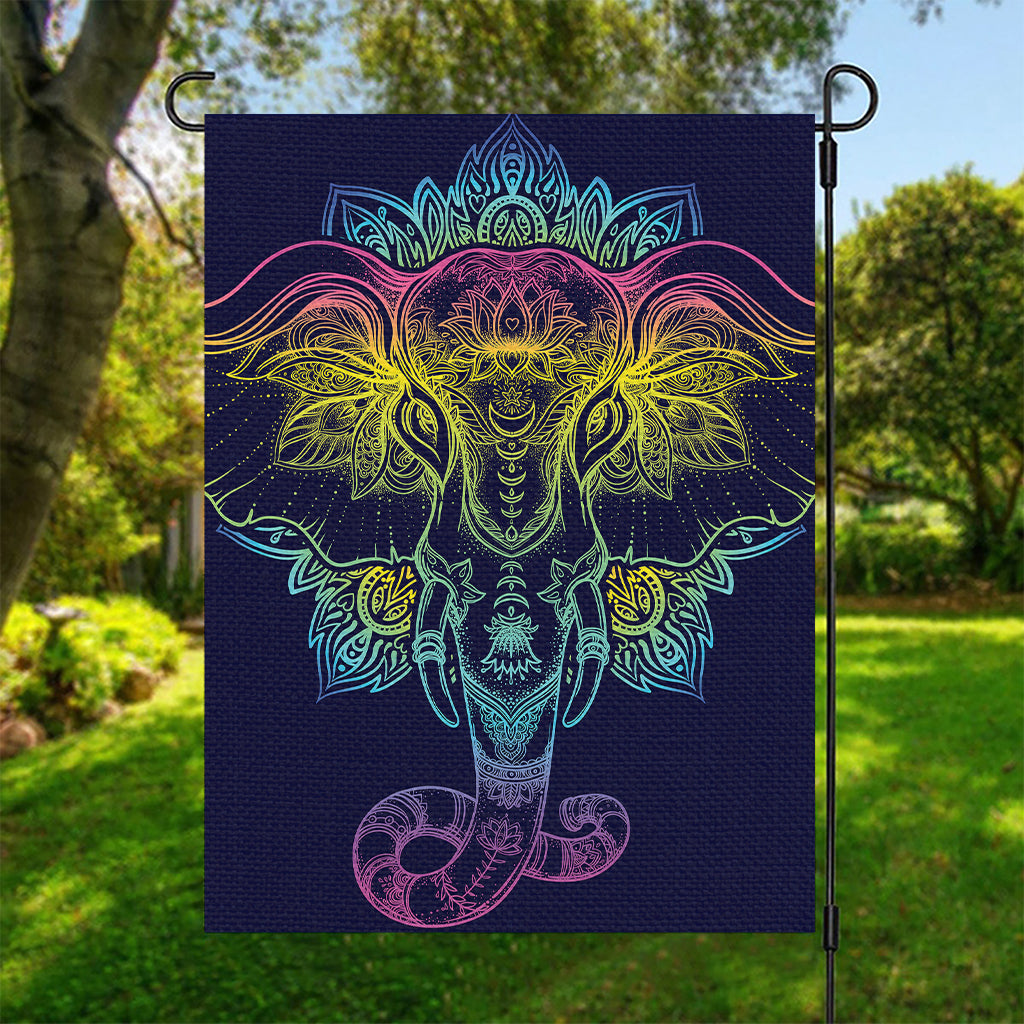 Rainbow Indian Elephant Print Garden Flag