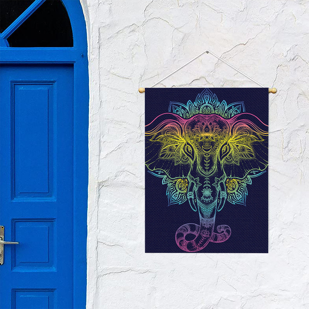 Rainbow Indian Elephant Print Garden Flag