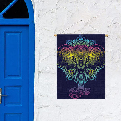 Rainbow Indian Elephant Print Garden Flag