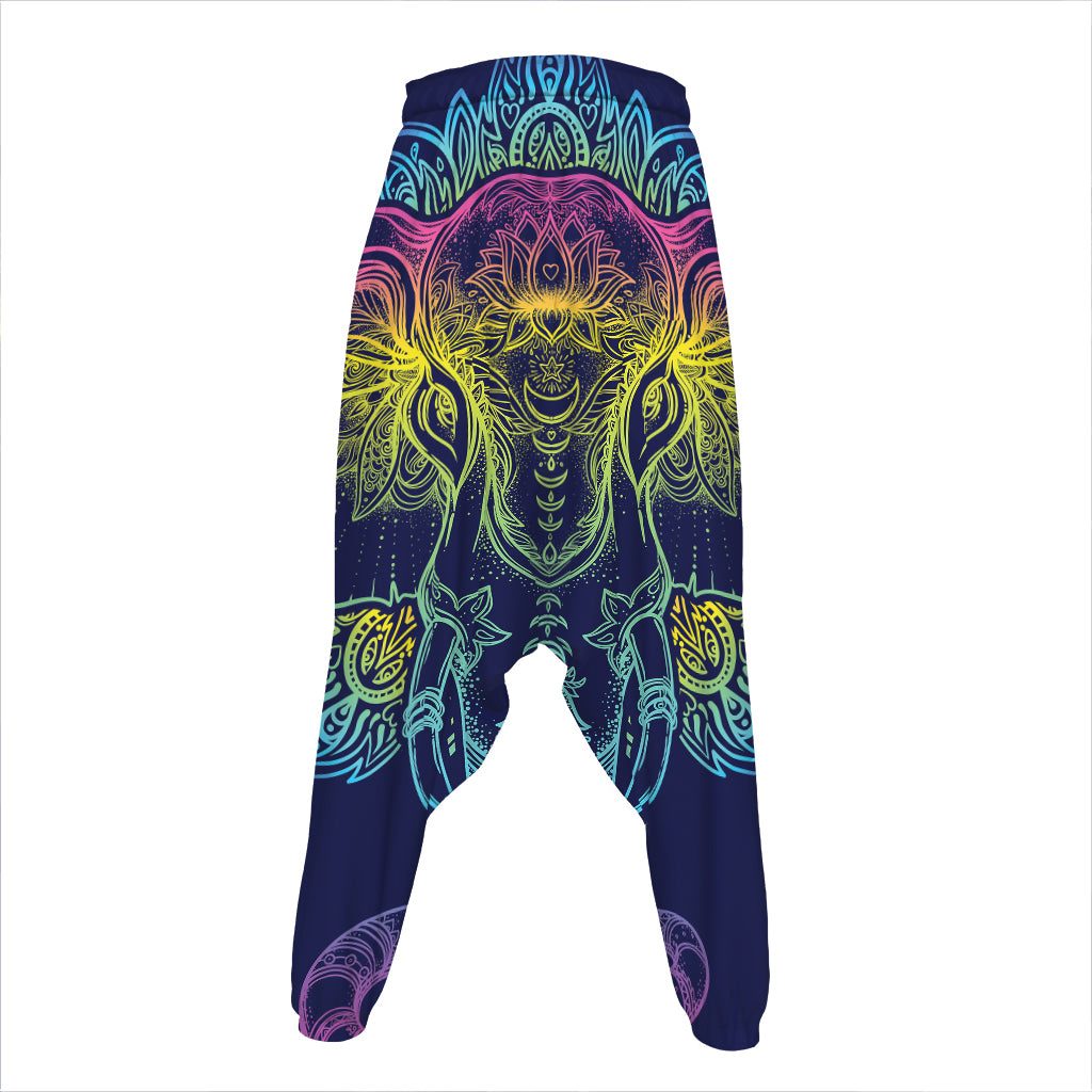 Rainbow Indian Elephant Print Hammer Pants