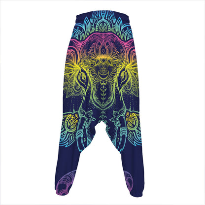 Rainbow Indian Elephant Print Hammer Pants