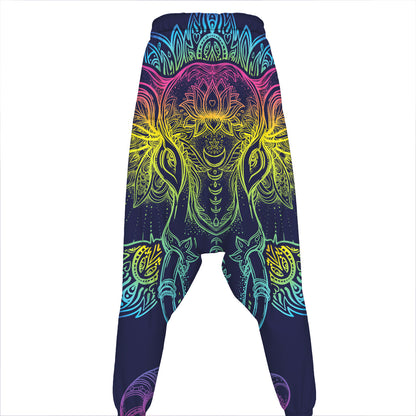 Rainbow Indian Elephant Print Hammer Pants