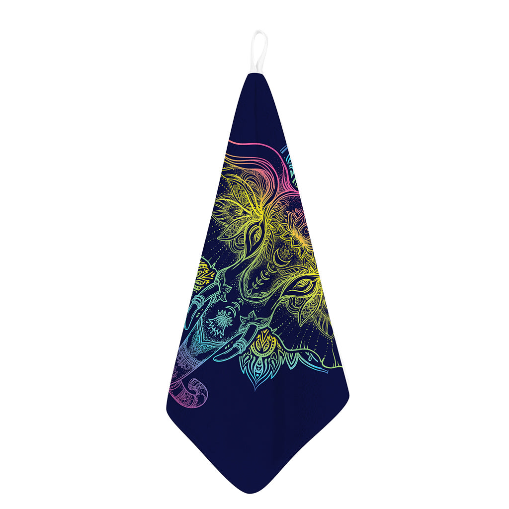 Rainbow Indian Elephant Print Hand Towel