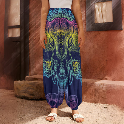 Rainbow Indian Elephant Print Harem Pants