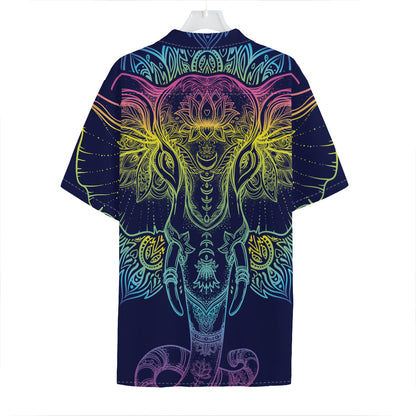Rainbow Indian Elephant Print Hawaiian Shirt