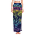 Rainbow Indian Elephant Print High Slit Maxi Skirt