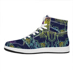 Rainbow Indian Elephant Print High Top Leather Sneakers