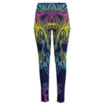 Rainbow Indian Elephant Print High-Waisted Pocket Leggings