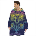 Rainbow Indian Elephant Print Hoodie Blanket