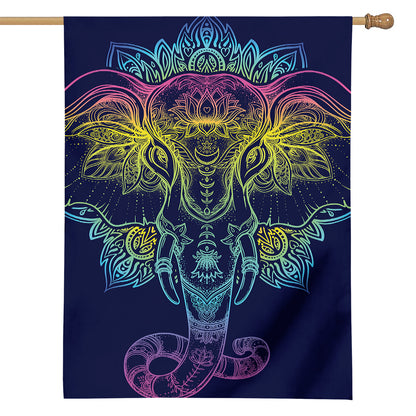 Rainbow Indian Elephant Print House Flag