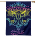 Rainbow Indian Elephant Print House Flag