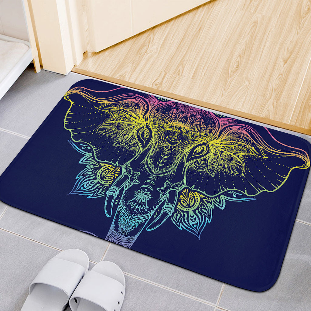 Rainbow Indian Elephant Print Indoor Door Mat