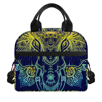Rainbow Indian Elephant Print Insulated Lunch Bag