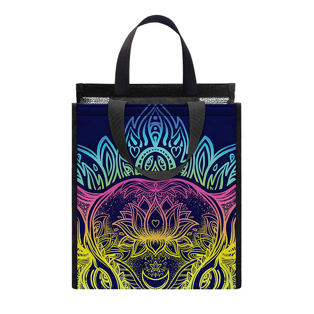 Rainbow Indian Elephant Print Insulated Lunch Tote