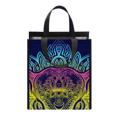 Rainbow Indian Elephant Print Insulated Lunch Tote