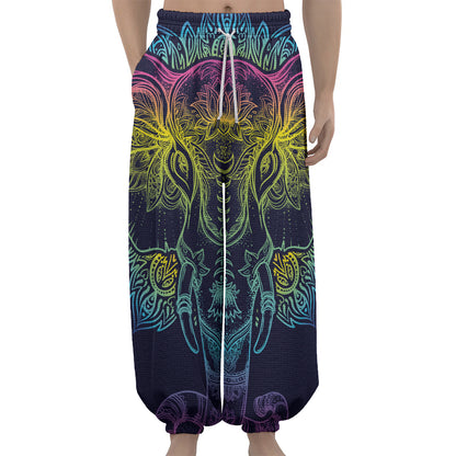 Rainbow Indian Elephant Print Lantern Pants