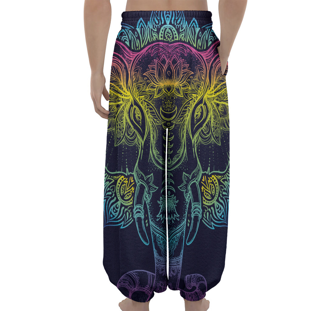 Rainbow Indian Elephant Print Lantern Pants