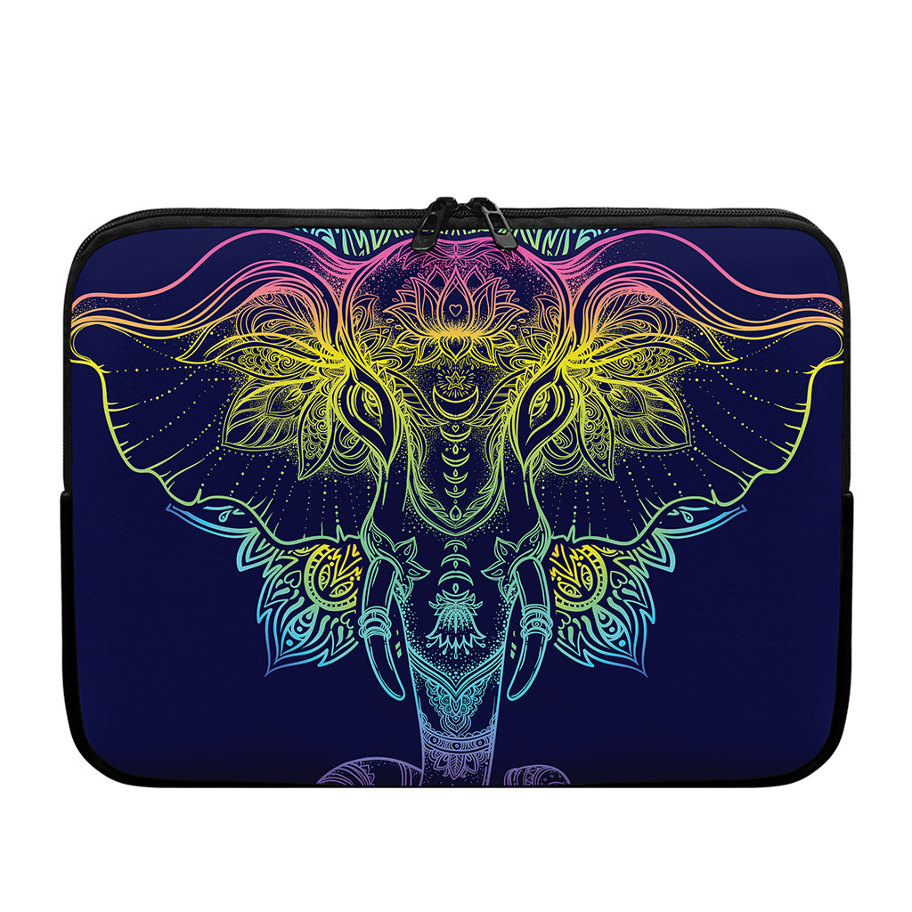 Rainbow Indian Elephant Print Laptop Sleeve