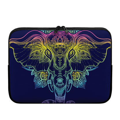 Rainbow Indian Elephant Print Laptop Sleeve