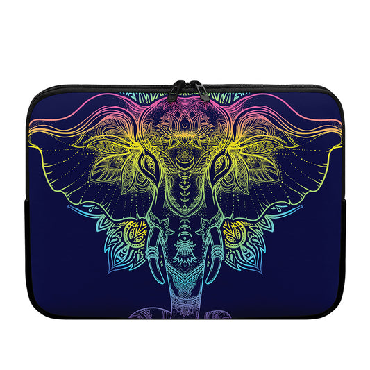 Rainbow Indian Elephant Print Laptop Sleeve