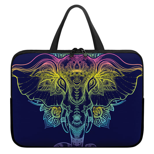 Rainbow Indian Elephant Print Laptop Sleeve With Handle