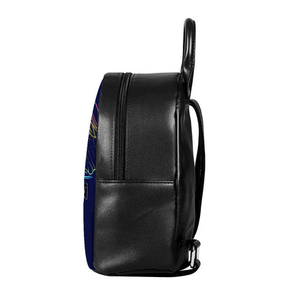 Rainbow Indian Elephant Print Leather Backpack