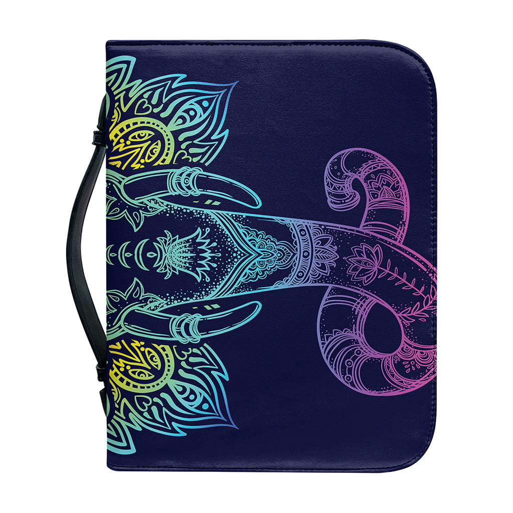 Rainbow Indian Elephant Print Leather Bible Cover
