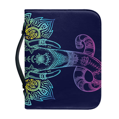 Rainbow Indian Elephant Print Leather Bible Cover