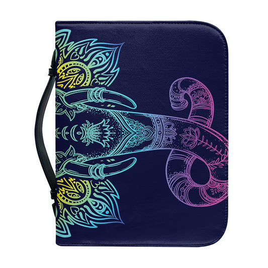 Rainbow Indian Elephant Print Leather Bible Cover