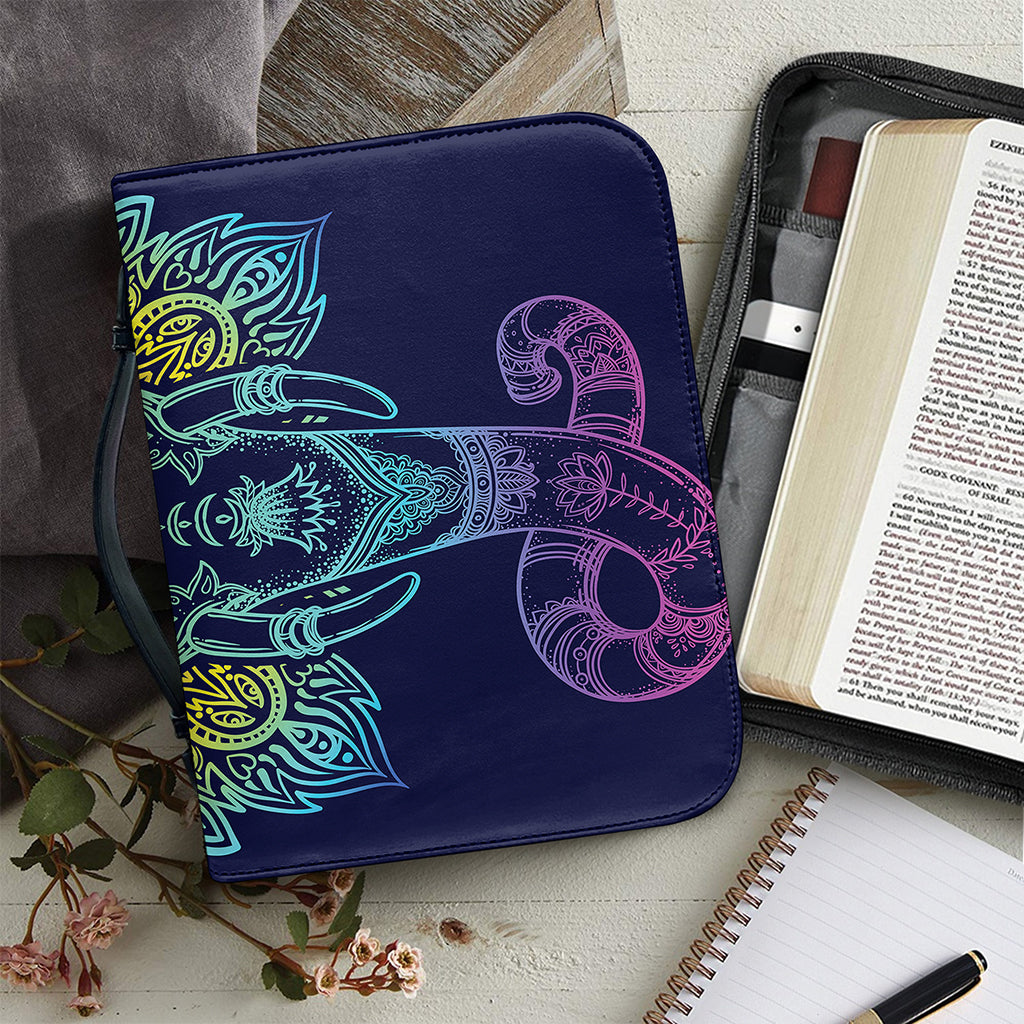 Rainbow Indian Elephant Print Leather Bible Cover
