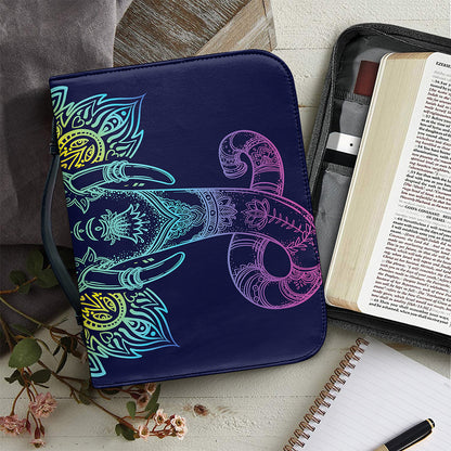 Rainbow Indian Elephant Print Leather Bible Cover