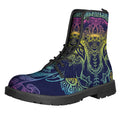 Rainbow Indian Elephant Print Lace-Up Boots