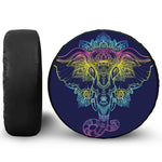 Rainbow Indian Elephant Print Leather Spare Tire Cover