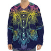 Rainbow Indian Elephant Print Long Sleeve Baseball Jersey