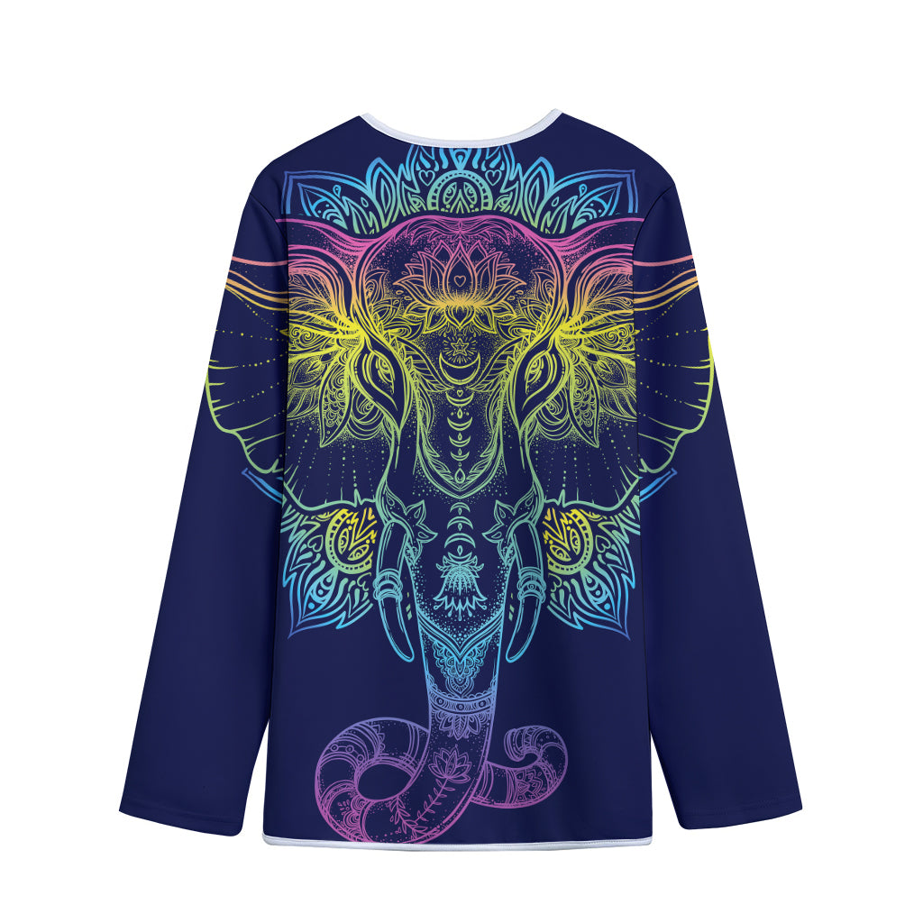 Rainbow Indian Elephant Print Long Sleeve Short Coat