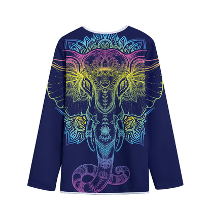 Rainbow Indian Elephant Print Long Sleeve Short Coat