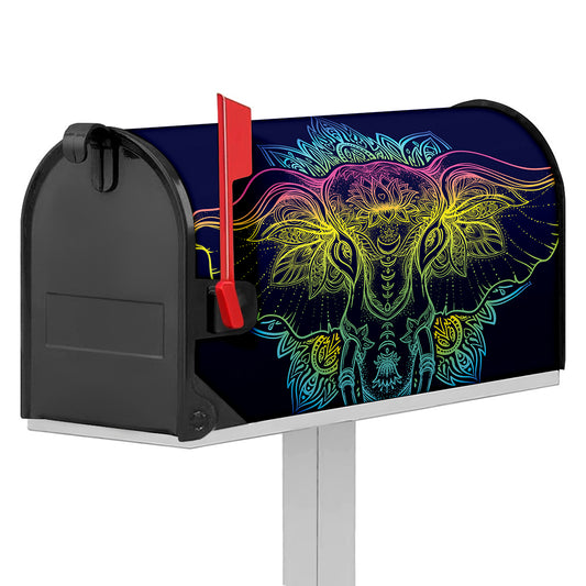 Rainbow Indian Elephant Print Mailbox Cover