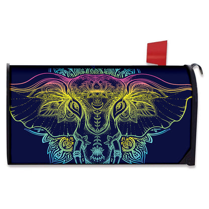 Rainbow Indian Elephant Print Mailbox Cover
