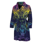 Rainbow Indian Elephant Print Men's Bathrobe