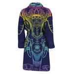 Rainbow Indian Elephant Print Men's Bathrobe