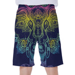 Rainbow Indian Elephant Print Men's Beach Shorts