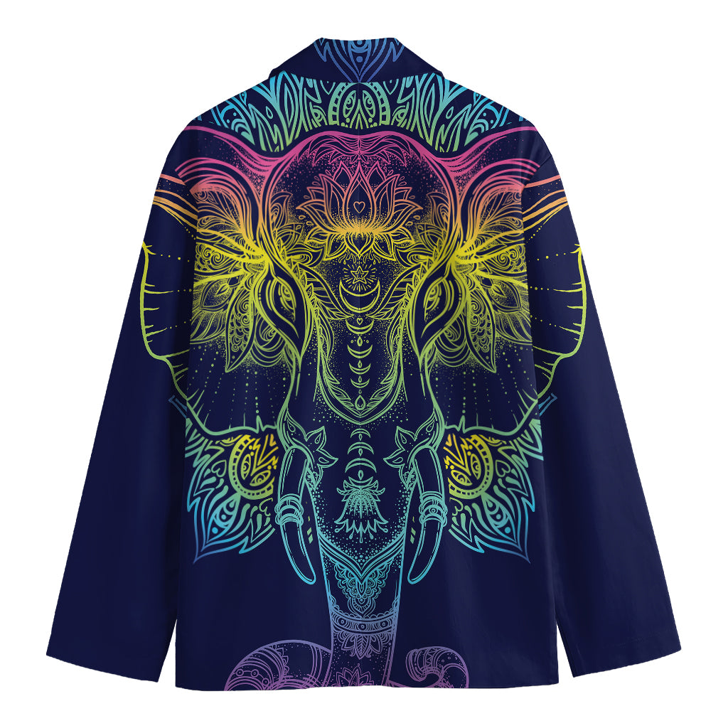 Rainbow Indian Elephant Print Men's Blazer