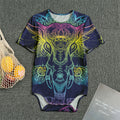 Rainbow Indian Elephant Print Men's Bodysuit