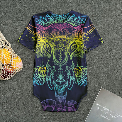 Rainbow Indian Elephant Print Men's Bodysuit