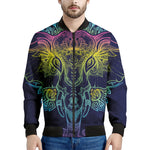 Rainbow Indian Elephant Print Men's Bomber Jacket