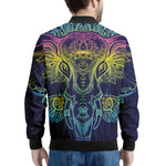 Rainbow Indian Elephant Print Men's Bomber Jacket