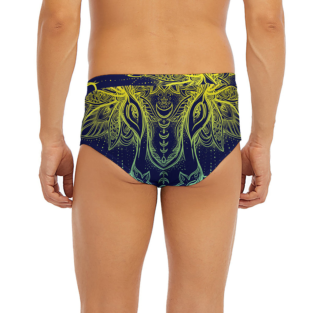 Rainbow Indian Elephant Print Men's Briefs