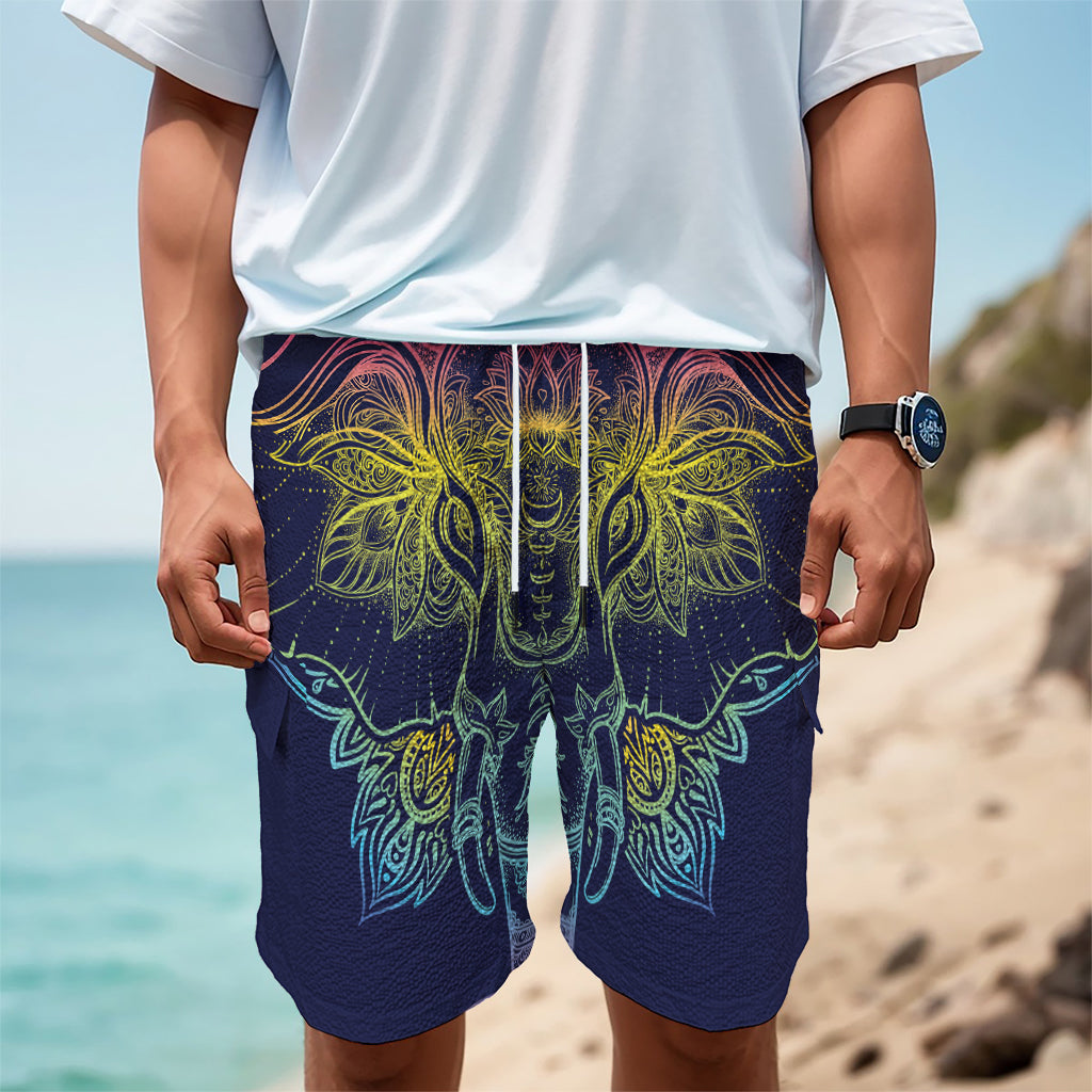 Rainbow Indian Elephant Print Men's Cargo Shorts