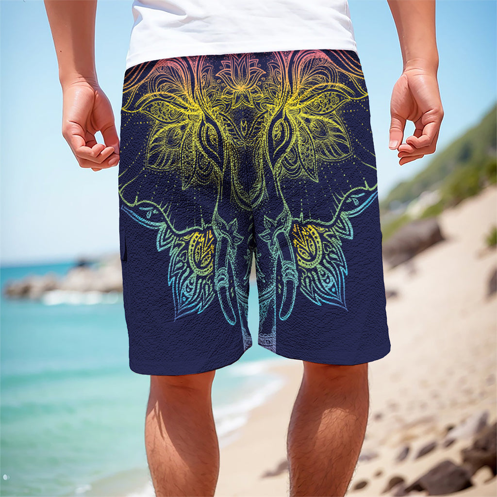Rainbow Indian Elephant Print Men's Cargo Shorts