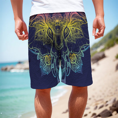 Rainbow Indian Elephant Print Men's Cargo Shorts